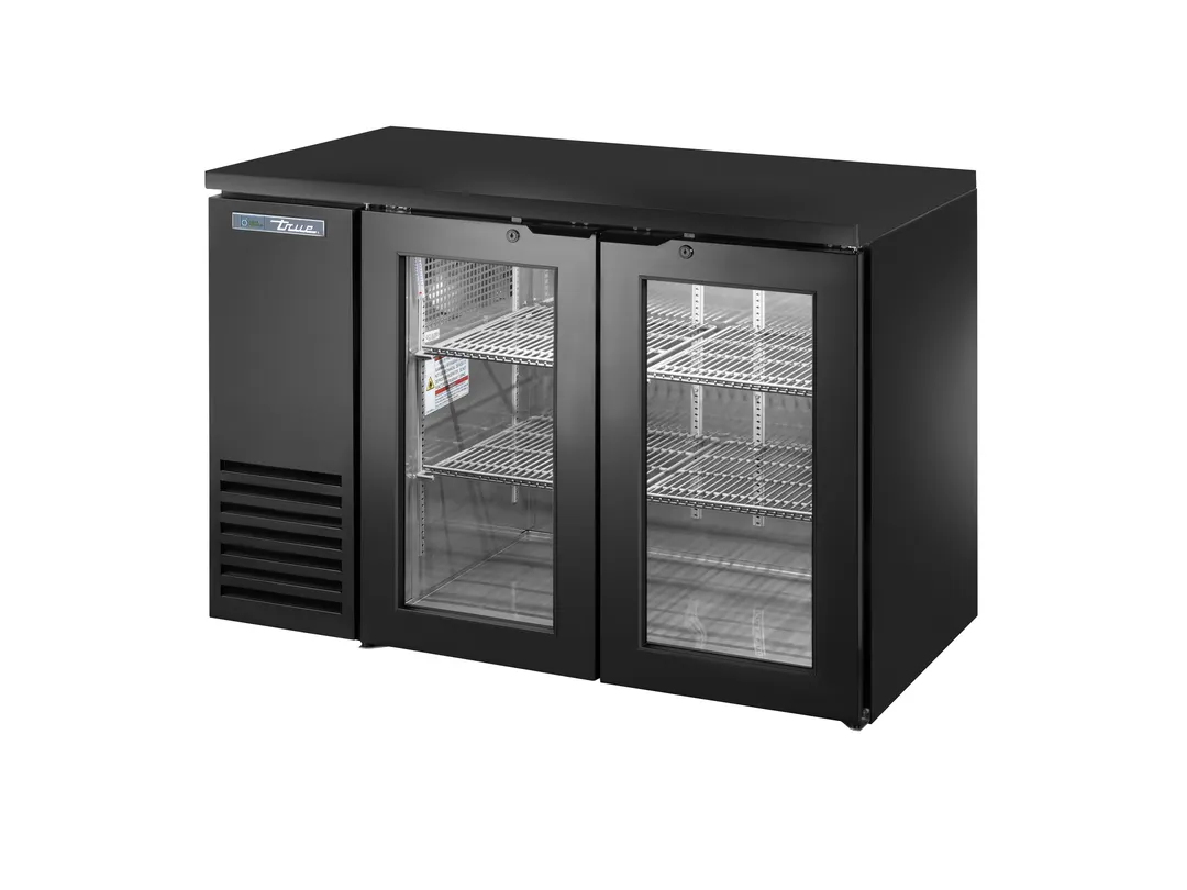 True TBB24-48-2G-Z1-BST-B-1 48" 2‑Sec Cooler, 76 12‑oz Cans, Steel, Doors (Locks), R290, 115V 1/5 HP