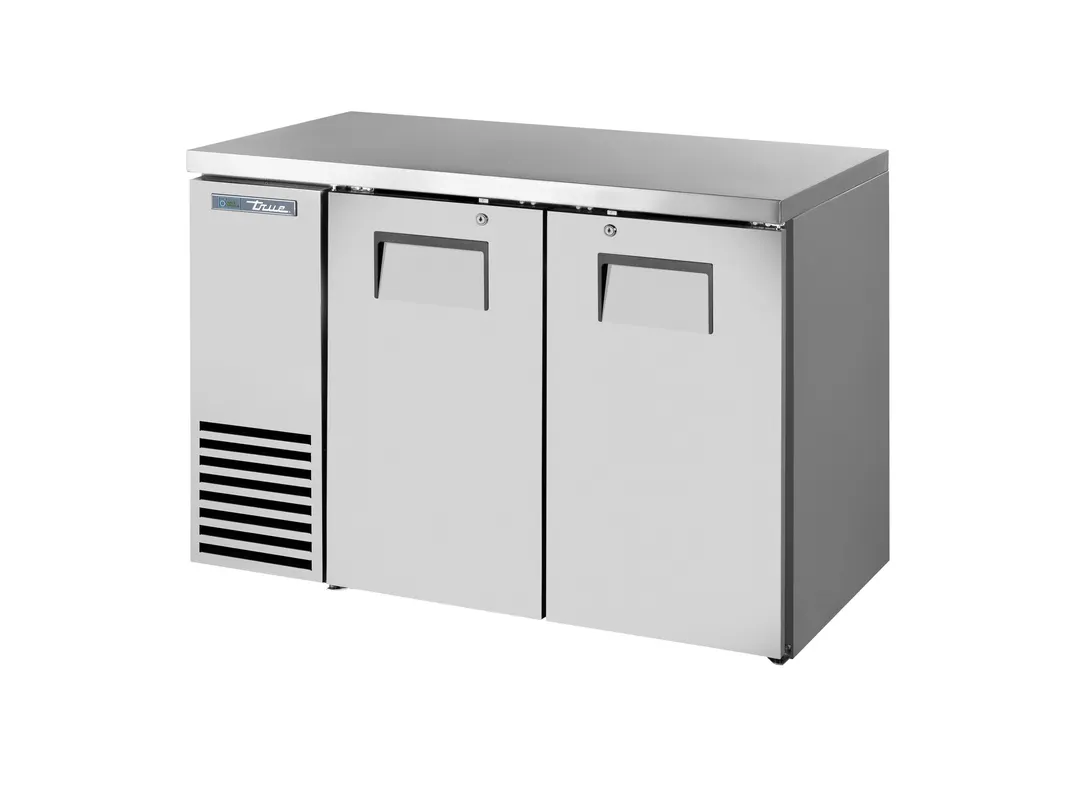 True TBB24-48-2S-Z1-SFT-S-1 48" Two-Section Back Bar Cooler, Stainless 2 Doors, Cond., R290 1/5 115V