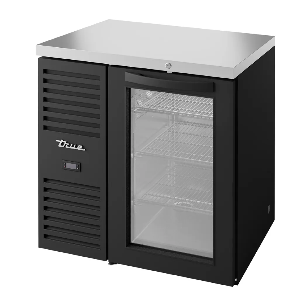 True TBR32-RISZ1-L-B-G-1 32" One Glass Swing Door Back Bar Refrigerator with LED Lighting