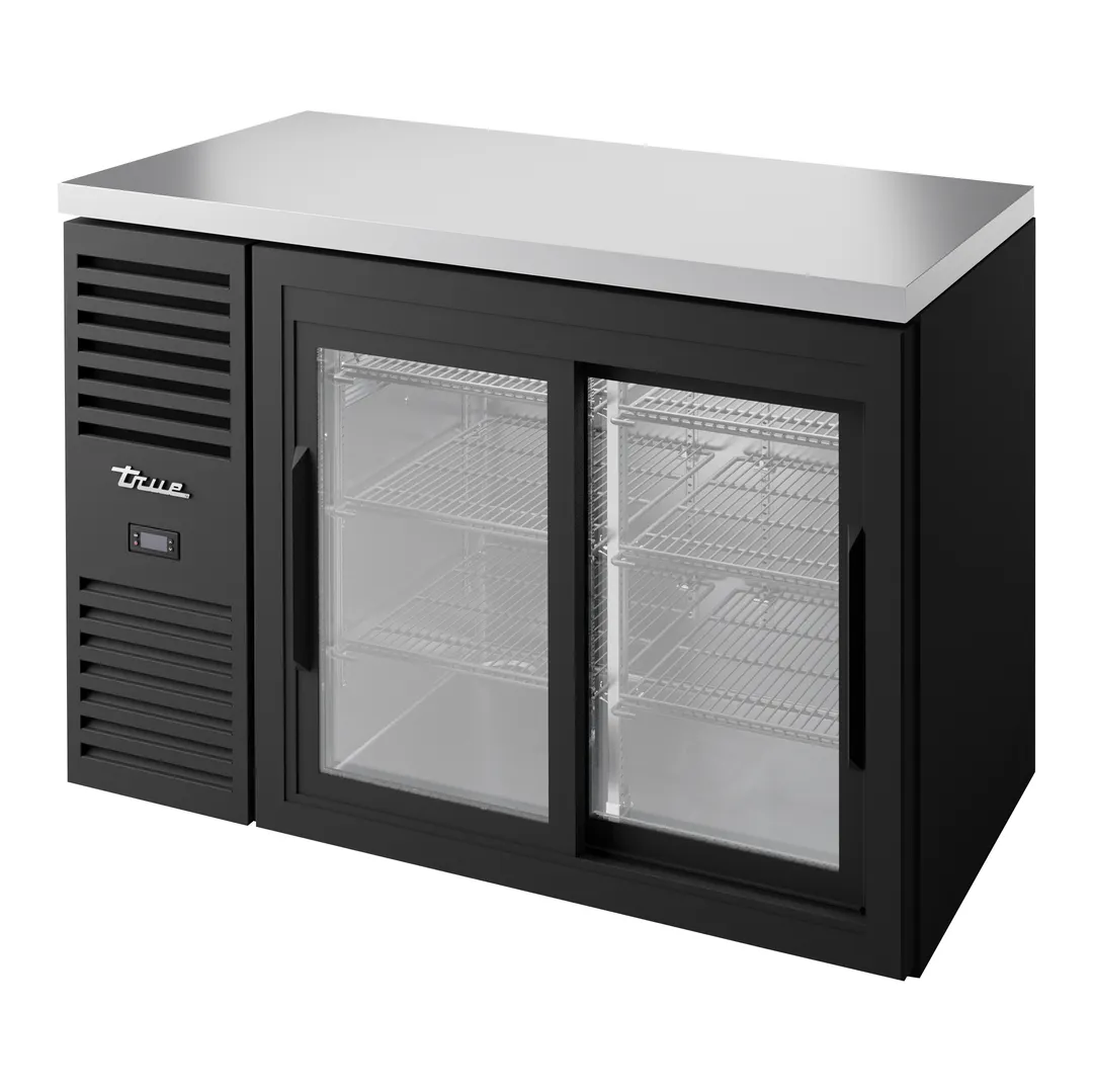True TBR48-RISZ1-L-B-11-1 48" Two Sliding Glass Door Back Bar Refrigerator with LED Lighting