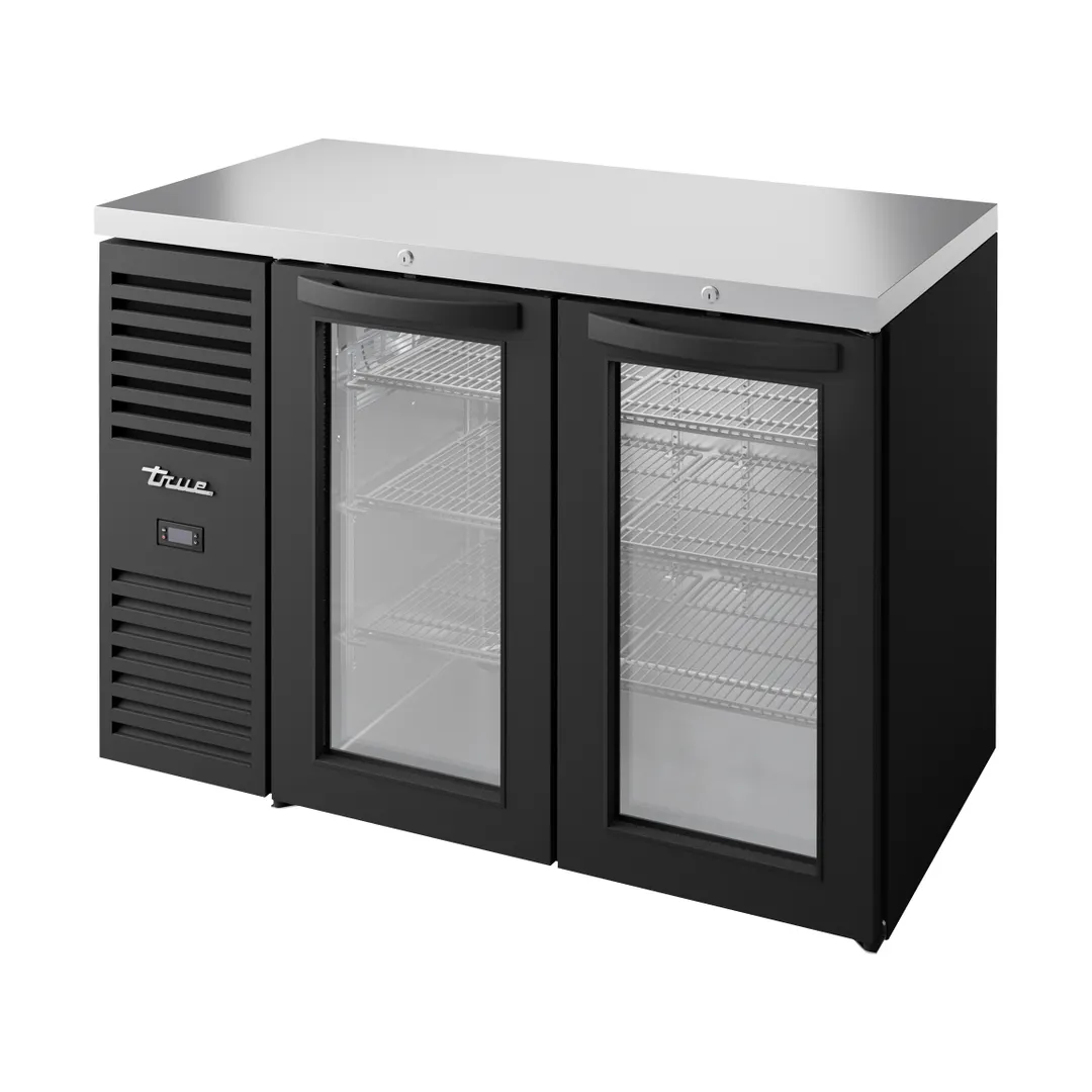 True TBR48-RISZ1-L-B-GG-1 48" Two Glass Swing Door Back Bar Refrigerator with LED Lighting