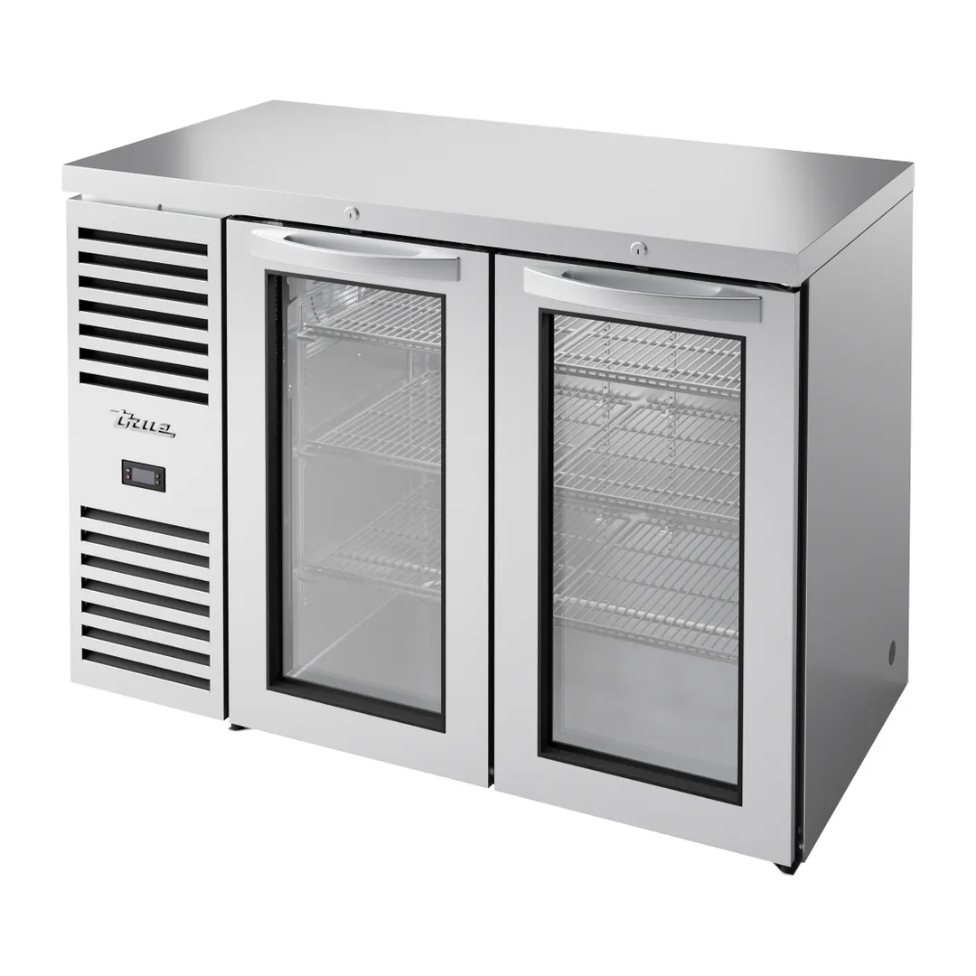 True TBR48-RISZ1-L-S-GG-1 48" Stainless Steel Back Bar Refrigerator with 2 Glass Doors & LED