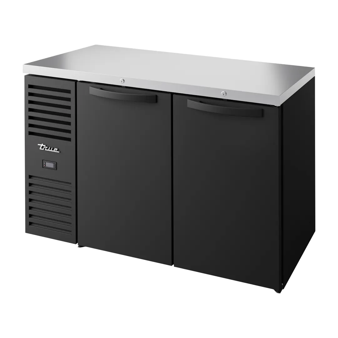 True TBR52-RISZ1-L-B-SS-1 52" Two Solid Swing Door Back Bar Refrigerator with LED Lighting