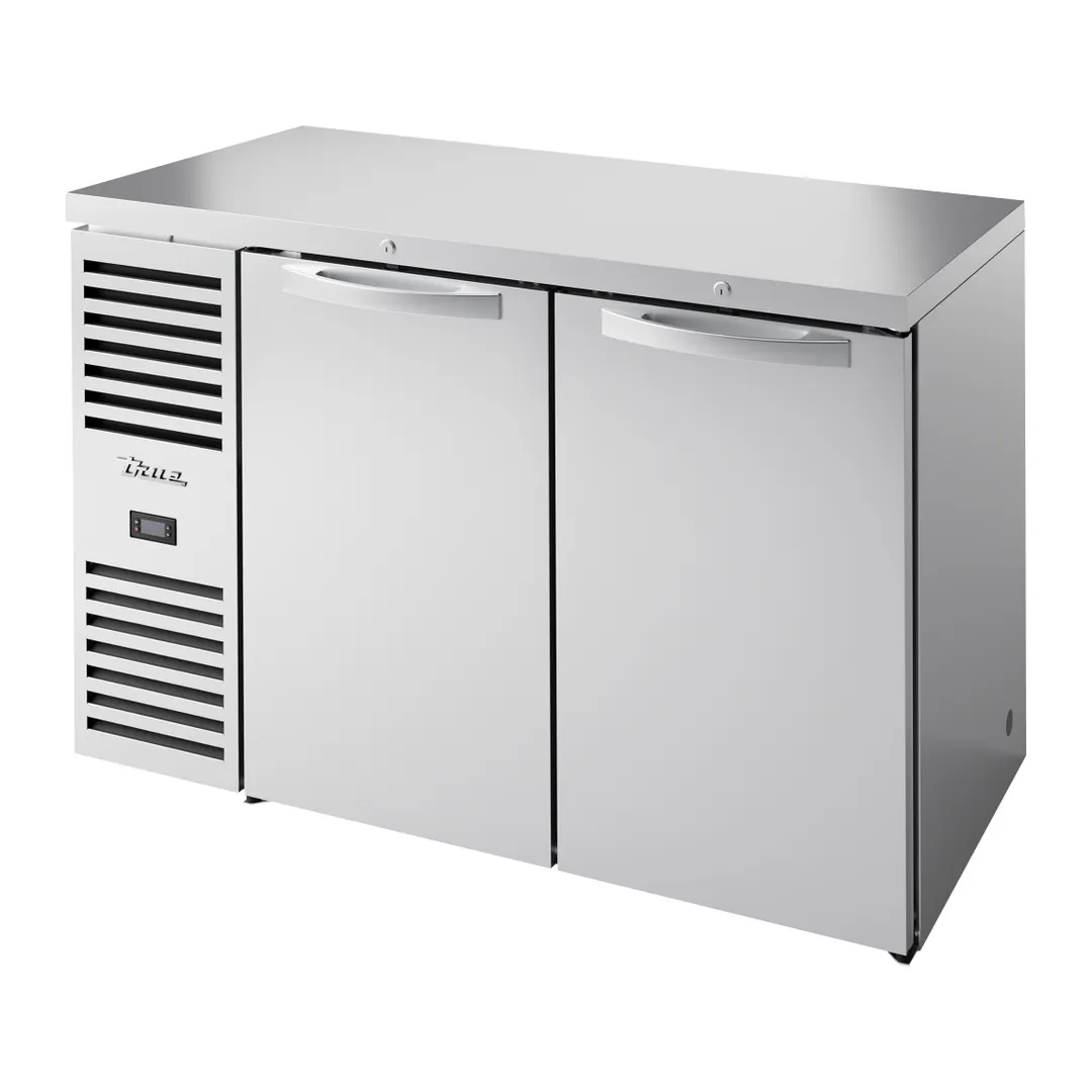 True TBR52-RISZ1-L-S-SS-1 Stainless Steel 52" 2 Solid Swing Door Back Bar Refrigerator with LED