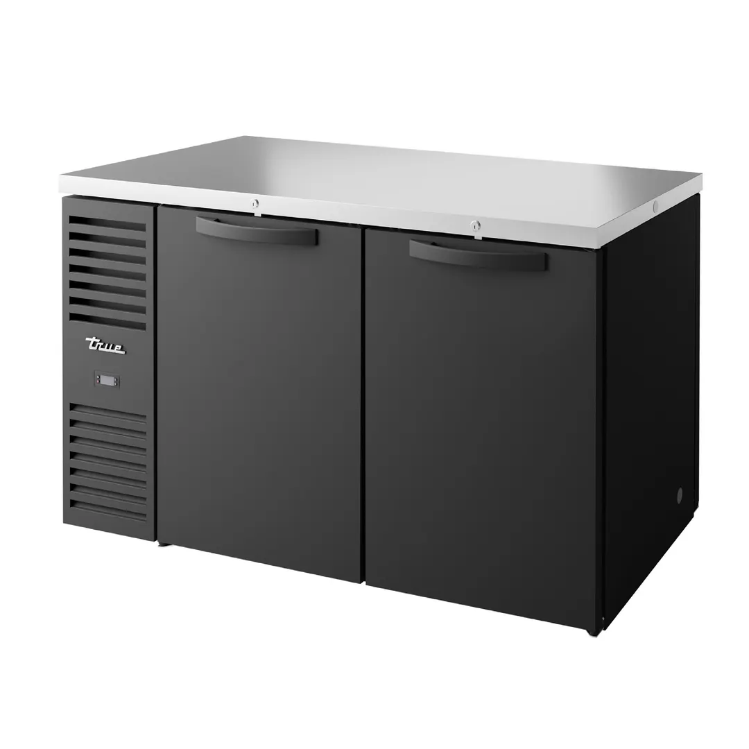 True TBR60-PTSZ1-L-B-SS-SS-1 60" 4 Solid Swing Door Pass-Thru Single Zone Refrigerator