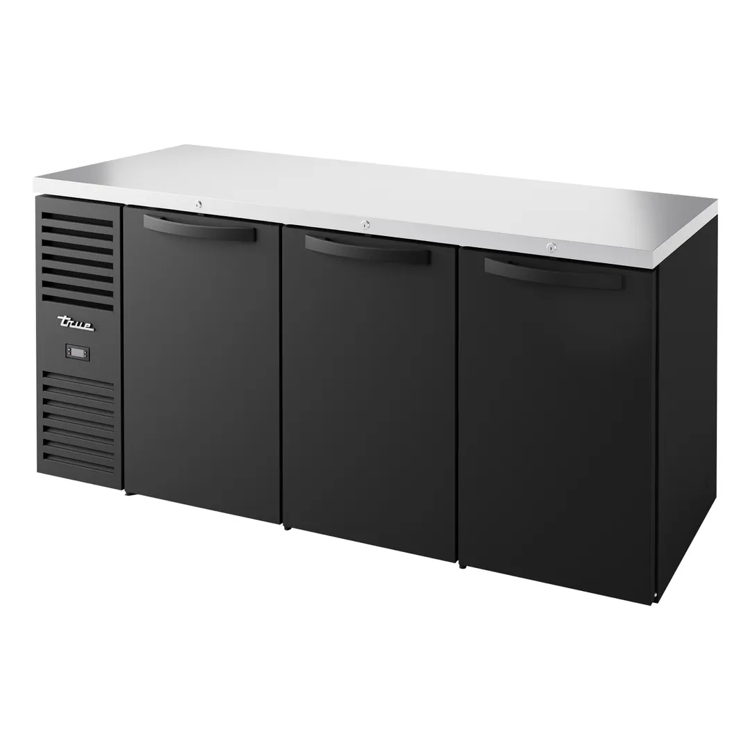 True TBR72-RISZ1-L-B-SSS-1 72" 3 Solid Swing Door Back Bar Refrigerator with LED Lighting