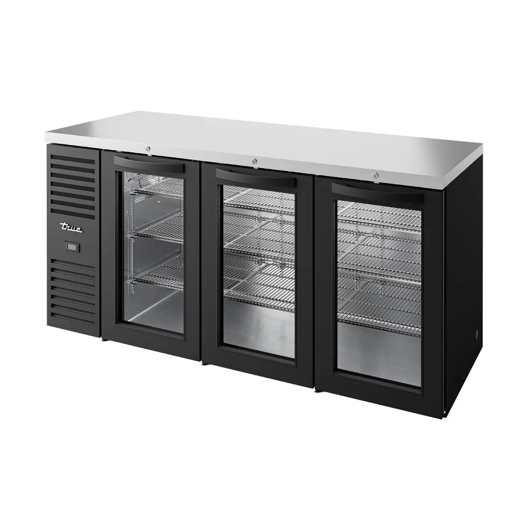 True TBR84-RISZ1-L-B-GGG-1 84" Black 3 Glass Swing Door Back Bar Cooler