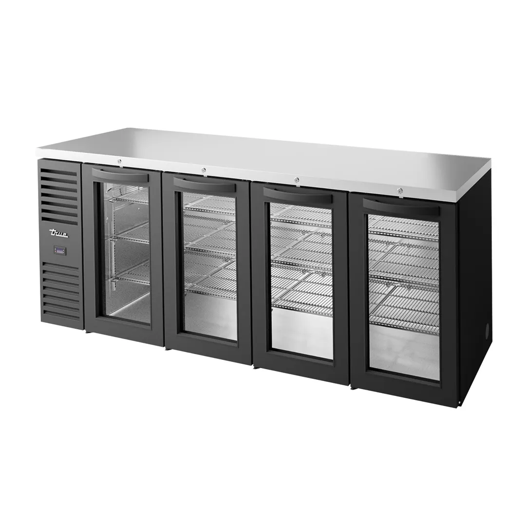 True TBR92-RISZ1-L-B-GGGG-1 92" 4 Glass Swing Door Back Bar Refrigerator with LED Lighting