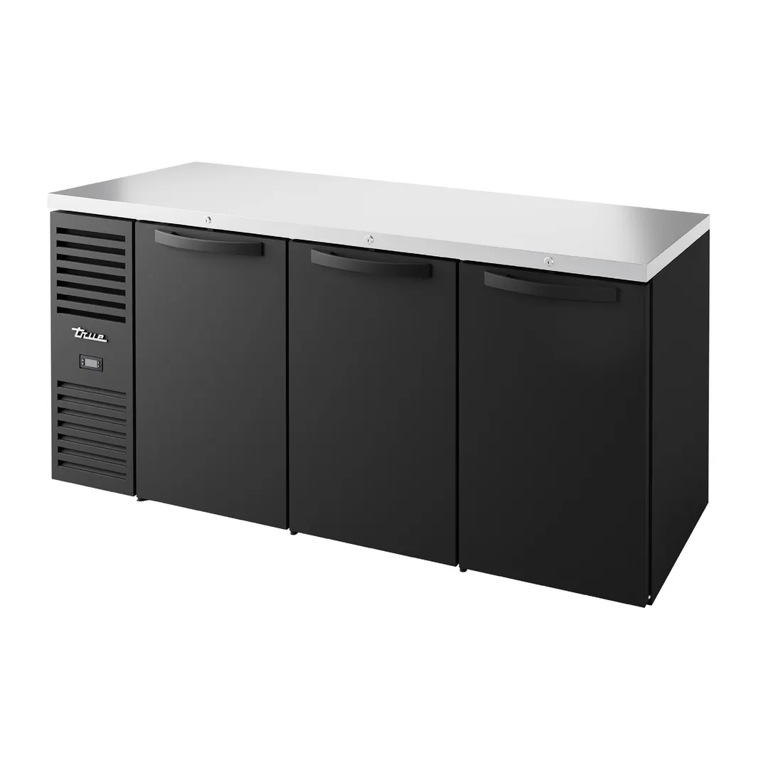 True TBR92-RISZ1-L-B-SSSS-1 92" 4 Solid Door Back Bar Refrigerator with LED Interior Lighting