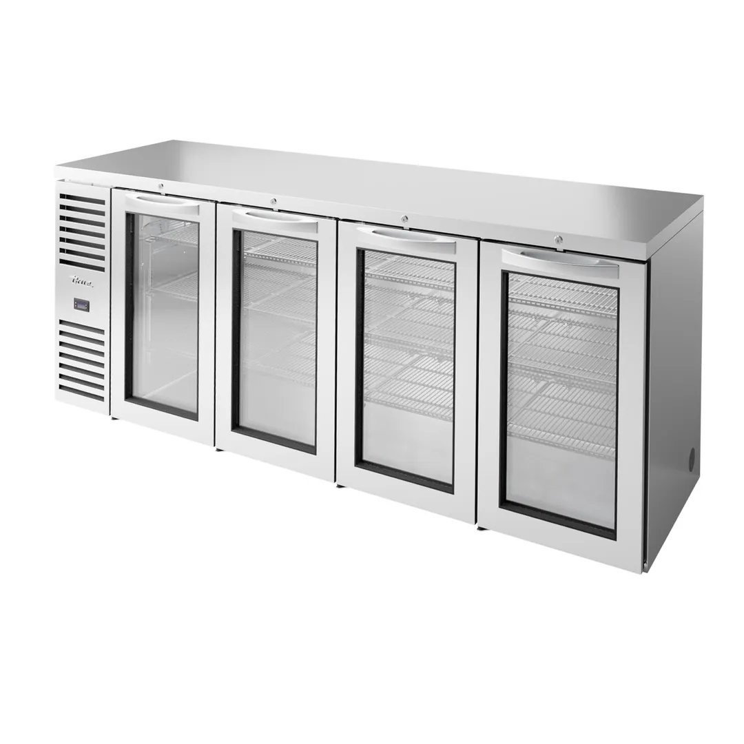 True TBR92-RISZ1-L-S-GGGG-1 Stainless Steel 92" 4 Glass Door Back Bar Refrigerator with LED
