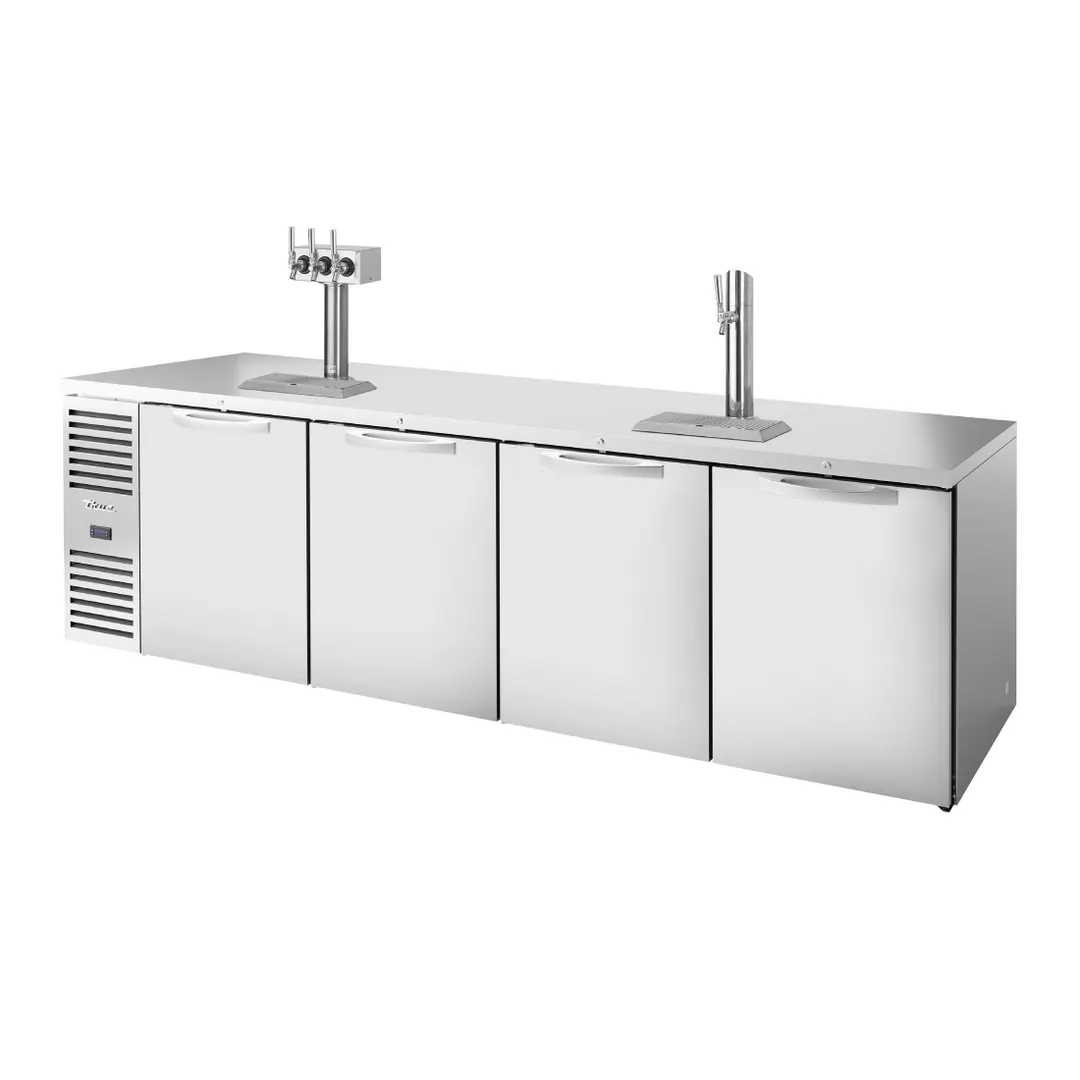 True TDR108-RISZ1-L-S-SSSS-1 108" Four Section Solid Door Draft Beer Cooler, 5 Kegs Capacity