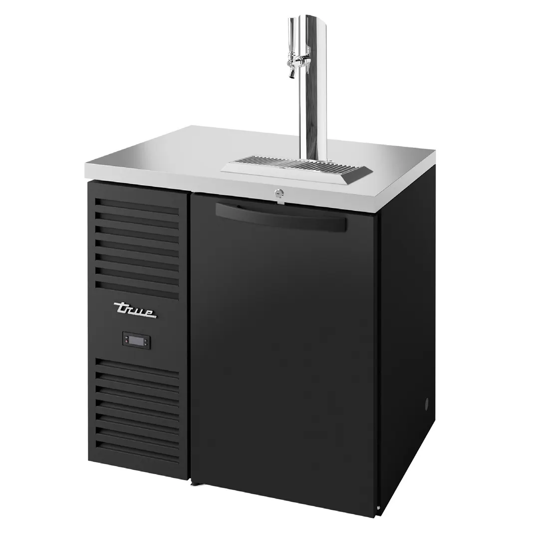 True TDR32-RISZ1-L-B-S-1 32" One Section Black Draft Beer Cooler, 1 Keg Capacity