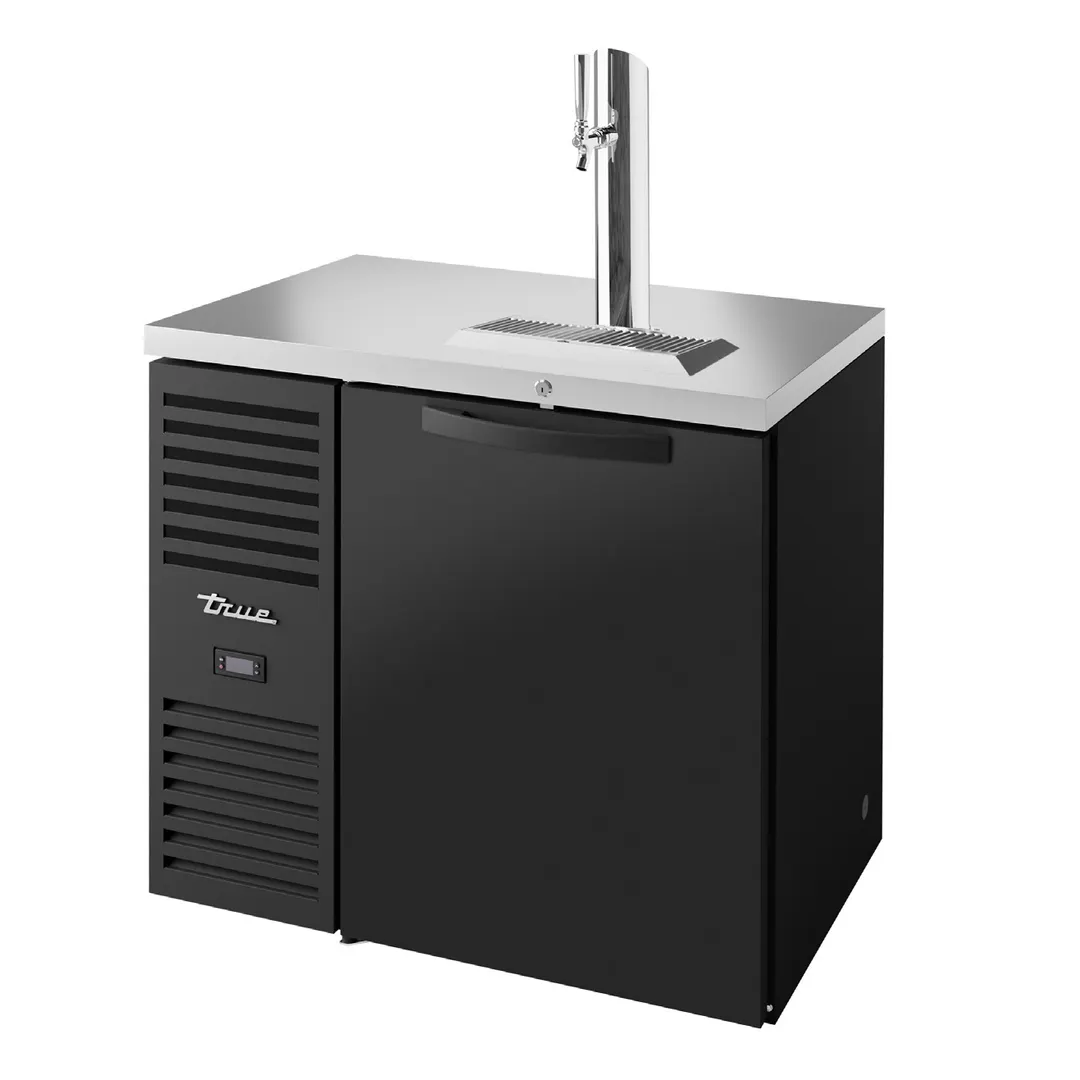 True TDR36-RISZ1-L-B-S-1 36" One Section Black Steel Draft Beer Keg Cooler, 1 Column, 120v