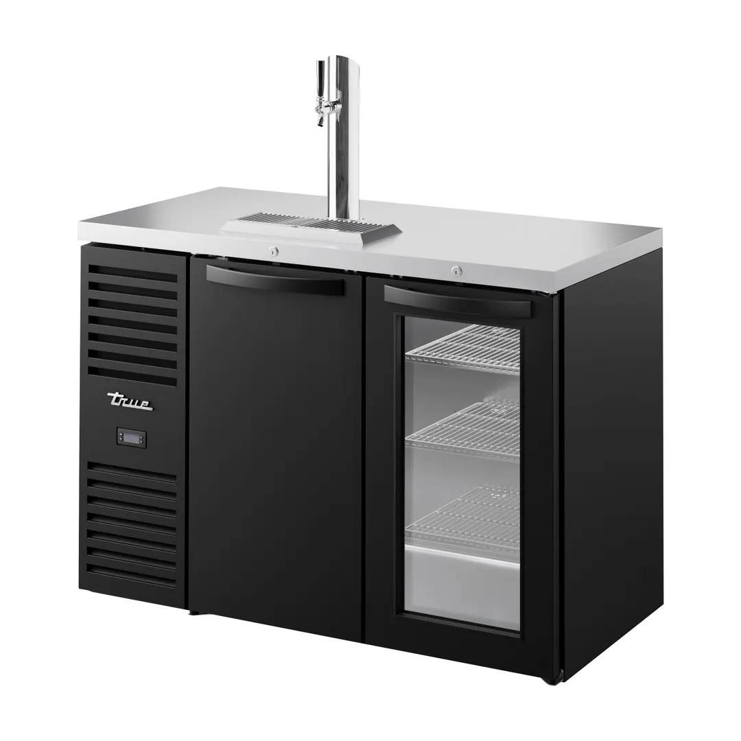 True TDR48-RISZ1-L-B-SG-1 48" Two Section Black Draft Beer Cooler, LED Lighting, 120 Volts