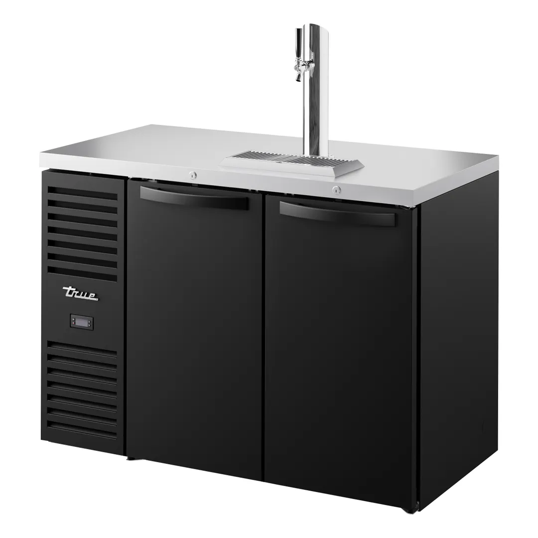 True TDR48-RISZ1-L-B-SS-1 48" Black Two Section Draft Beer Cooler, LED Lighting, 120 Volts