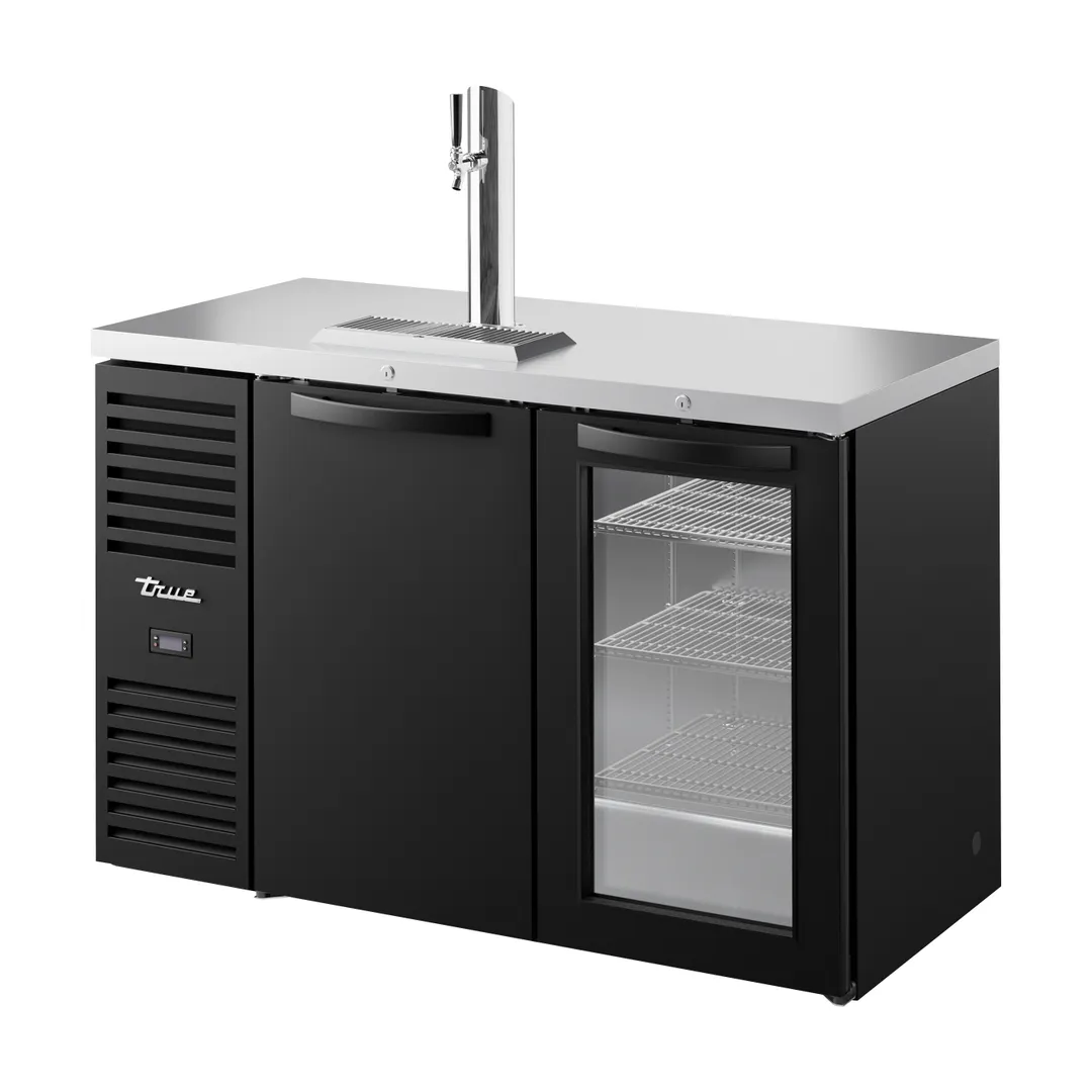 True TDR52-RISZ1-L-B-SG-1 52" Two Section Black Draft Beer Cooler, 120 Volts