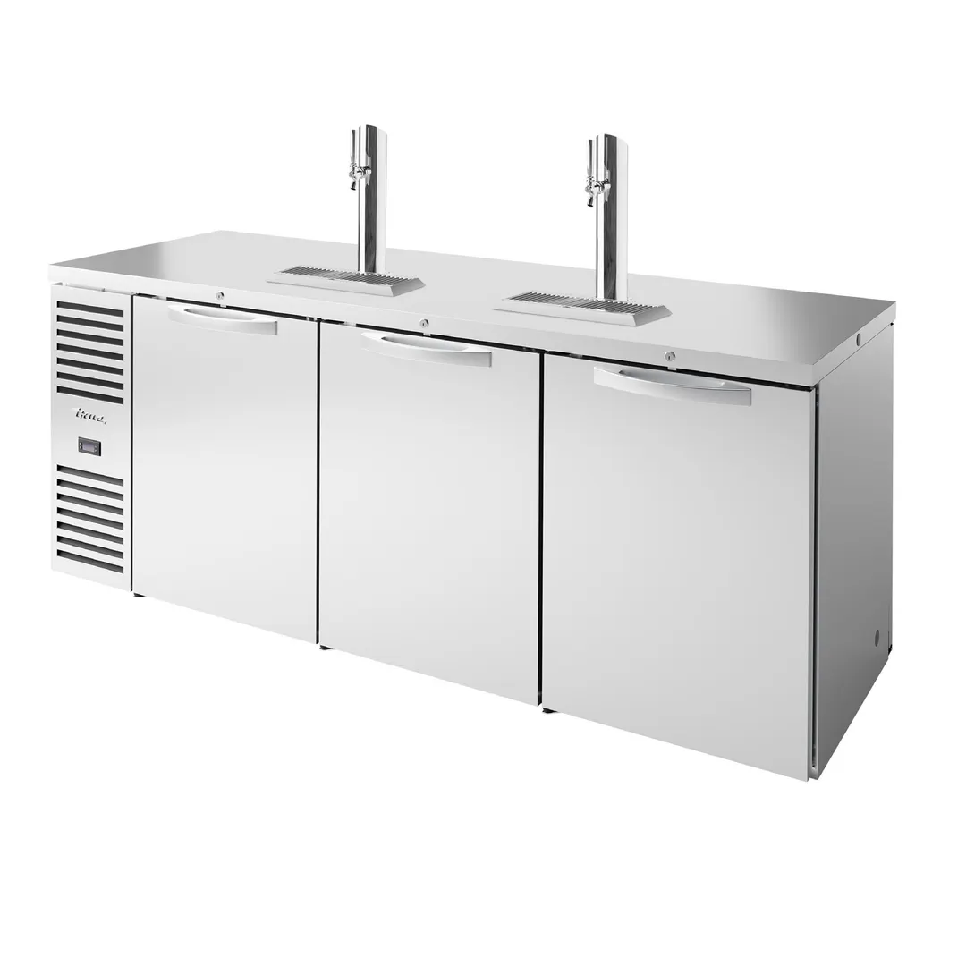 True TDR84-PTSZ1-L-S-SSS-SSS-1 84" Three Section Stainless Steel Pass-Thru Draft Beer Cooler