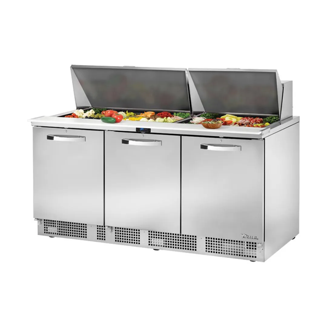 True TFP-72-30M~SPEC3 72" Mega Top Sandwich/Salad Prep Table w/ 3 Doors, 30 Pans