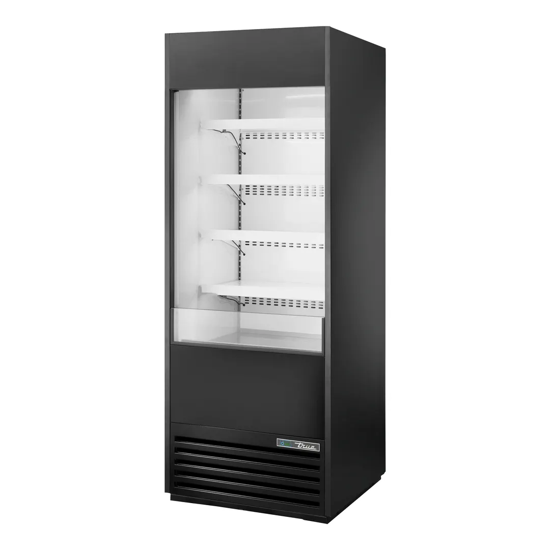 True TOAM-30-HC~NSL01 30" Vertical Air Curtain Merchandiser in Black, Self-Contained, 4 Shelves