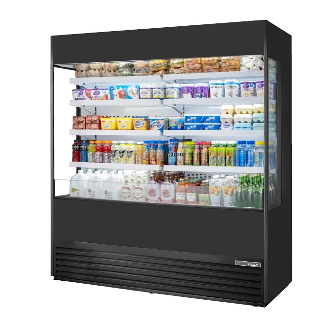 True TOAM-72GS-HC~NSL01 72" Vertical Air Curtain Merchandiser in Black, Self-Contained, 4 Shelves