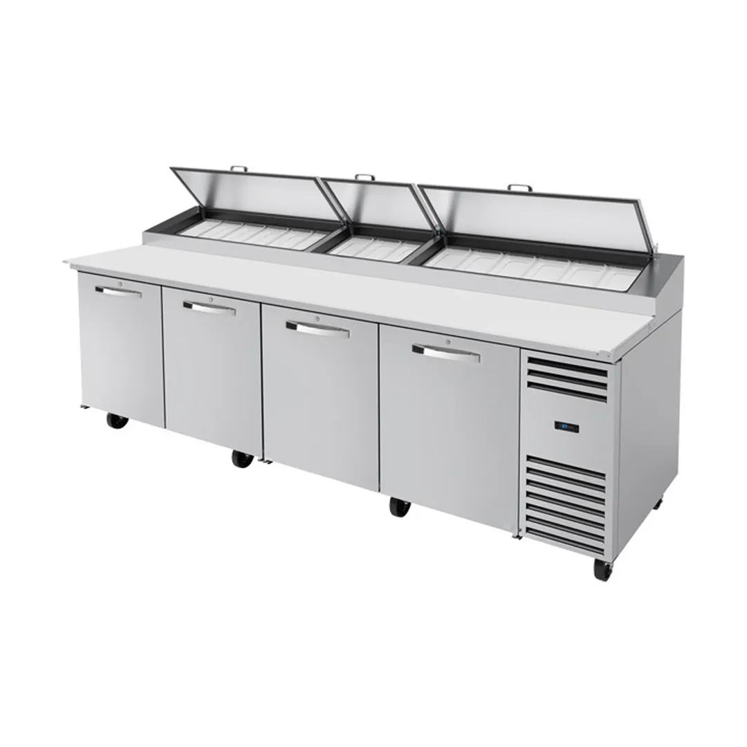 True TPP-AT-119-HC~SPEC3 119" 4 Doors Refrigerated Pizza Prep Table, (15) 1/3 Pans