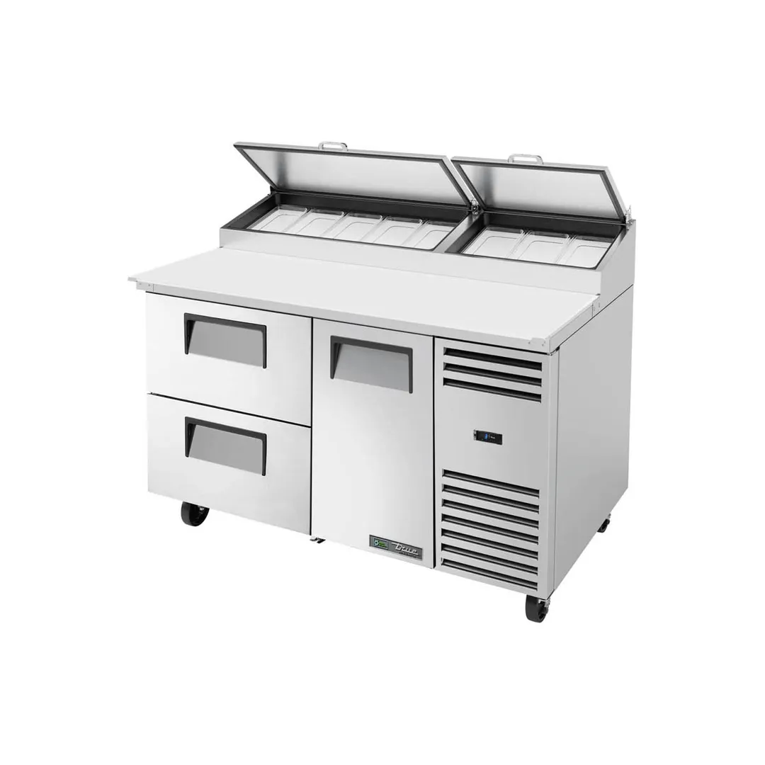 True TPP-AT-60D-2-HC~SPEC3 60" Refrigerated Pizza Prep Table w/ 1 Door & 2 Drawers, (8) 1/3 Panse