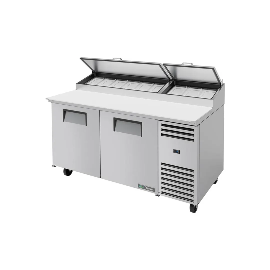 True TPP-AT-67-HC~SPEC3 67" Refrigerated Pizza Prep Table w/ 2 Doors, (9) 1/3 Pans