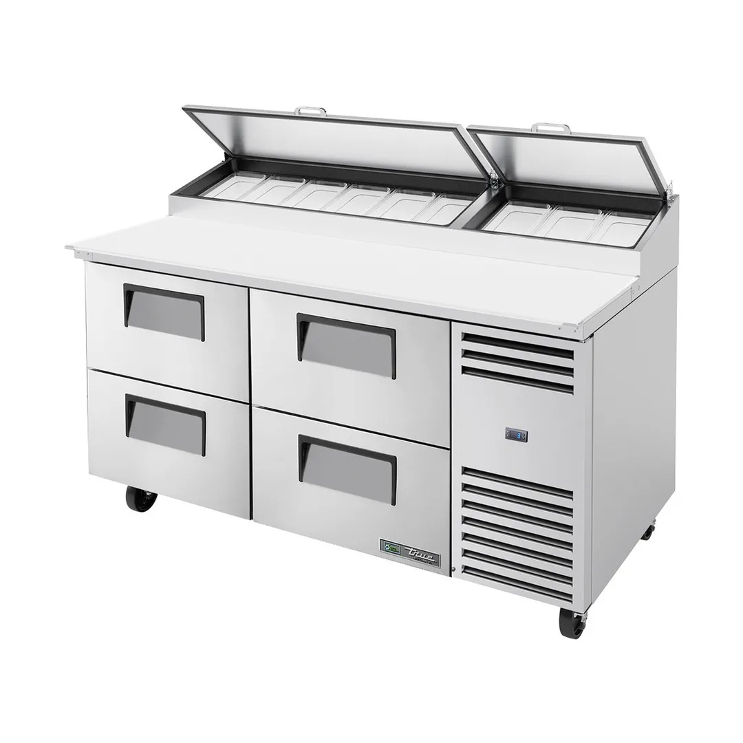 True TPP-AT-67D-4-HC~SPEC3 67" Refrigerated Pizza Prep Table w/ 4 Drawers, (9) 1/3 Pans