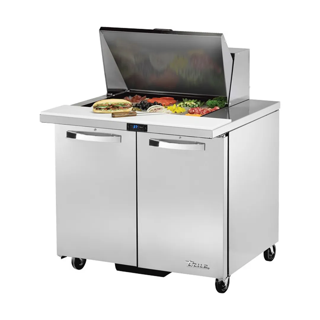 True TSSU-36-12M-B-HC~SPEC3 36" Mega Top Sandwich/Salad Prep Table w/ 2 Doors 12 Pans