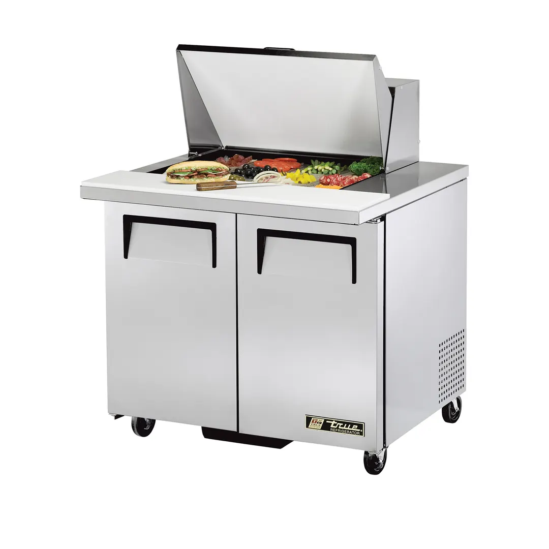 True TSSU-36-15M-B-HC 36" 2-Door Mega Top Sandwich and Salad Prep Table, 15 Pans