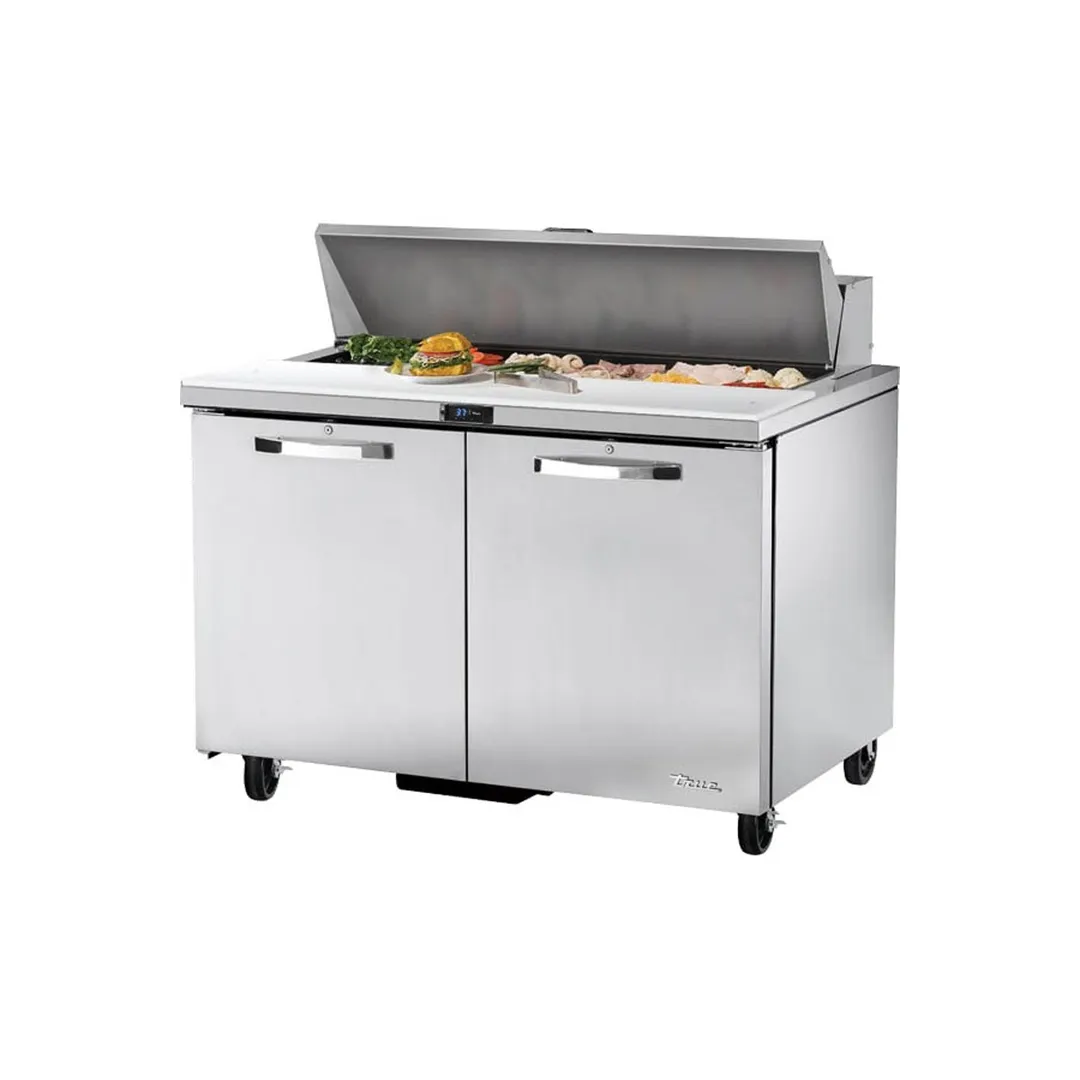 True TSSU-48-12-HC~SPEC3 48" Two Section Sandwich / Salad Prep Table w/ 2 Doors, 12 Pans