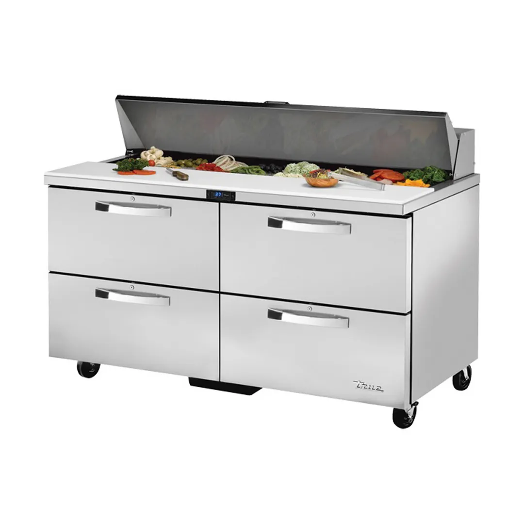 True TSSU-60-16D-4-HC~SPEC3 60" Two Section Sandwich / Salad Prep Table w/ 4 Drawers, 16 Pans