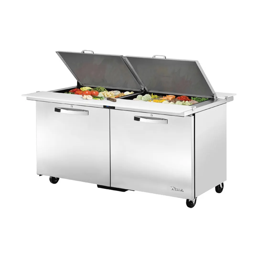 True TSSU-60-24M-B-DS-ST-HC~SPEC3 60" Mega Top Sandwich/Salad Prep Table w/ 2 Doors, 24 Pans