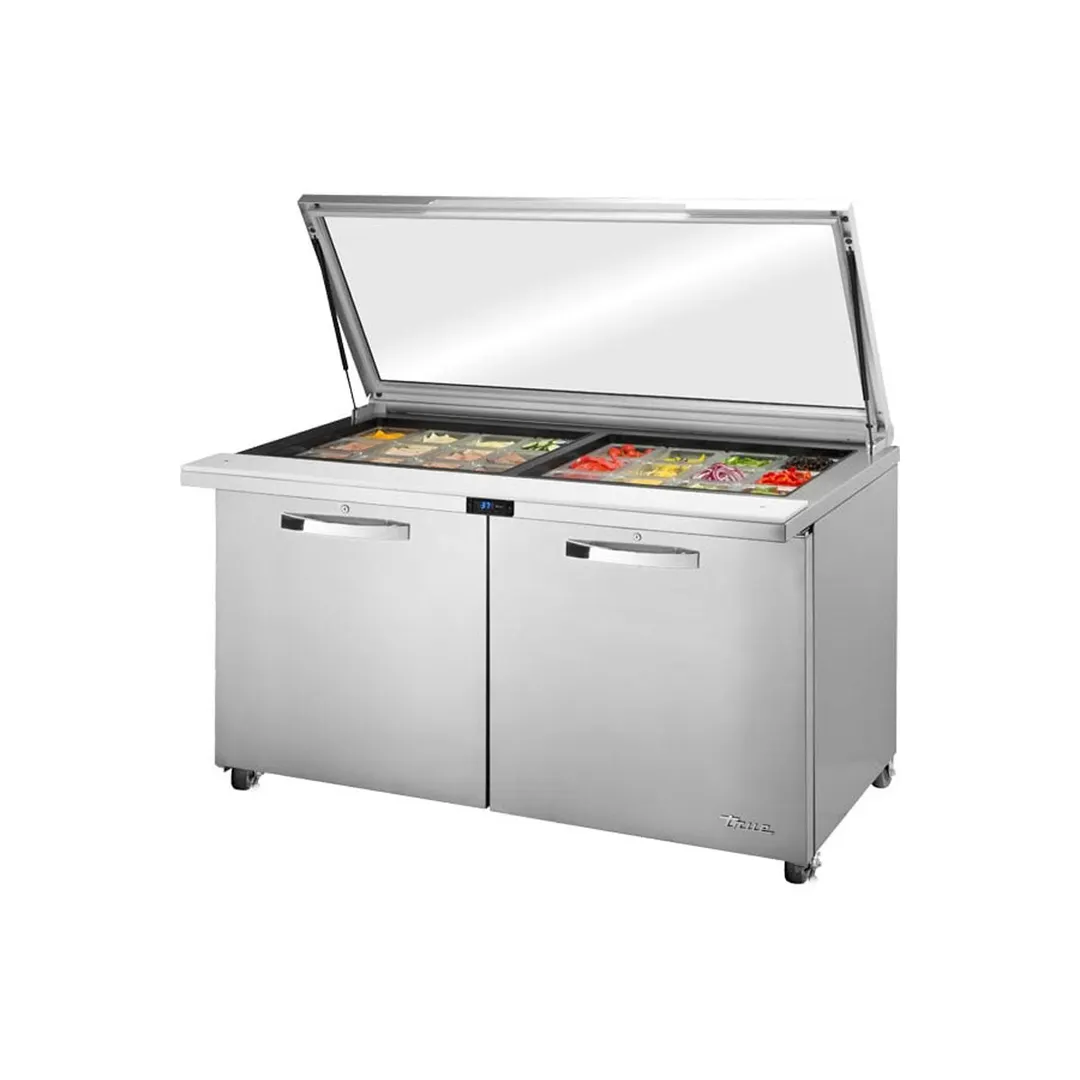 True TSSU-60-24M-B-ST-FGLID-HC~SPEC3 60" Mega Top Sandwich/Salad Prep Table w/ 2 Doors, 24 Pans