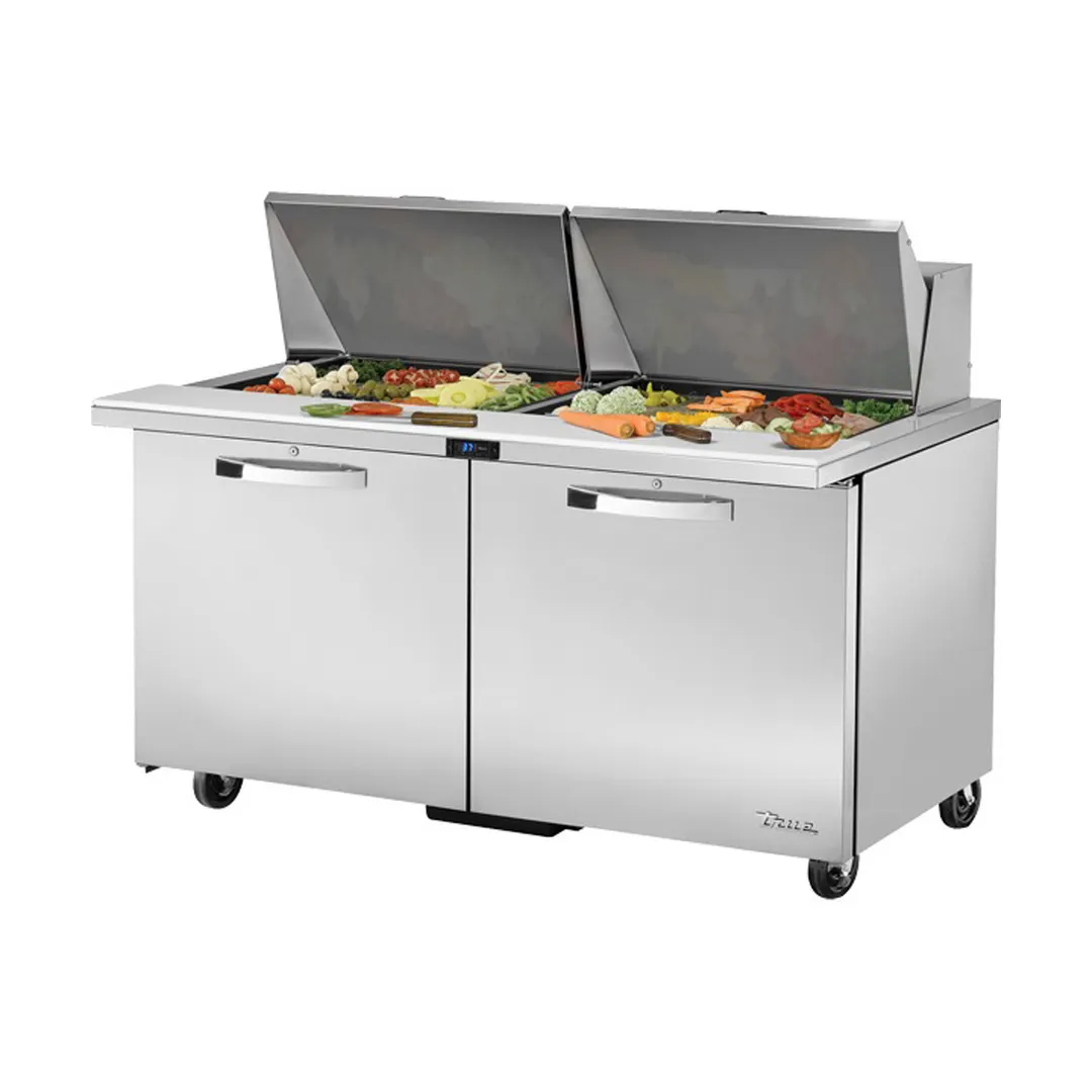 True TSSU-60-24M-B-ST-HC~SPEC3 60" Mega Top Sandwich/Salad Prep Table w/ 2 Doors, 24 Pans