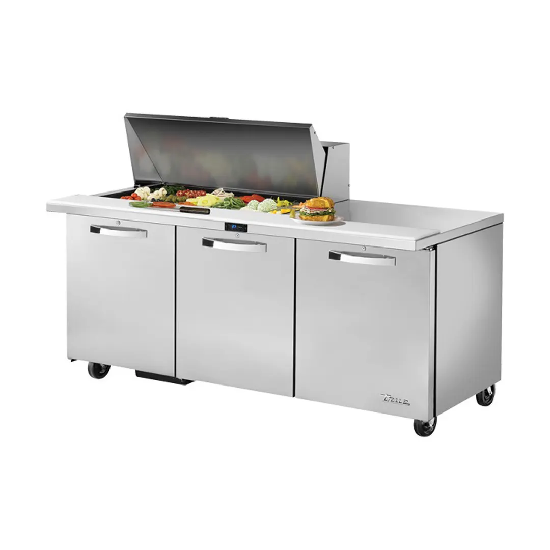 True TSSU-72-18M-B-HC~SPEC3 72" Mega Top Sandwich/Salad Prep Table w/ 3 Doors, 18 Pans