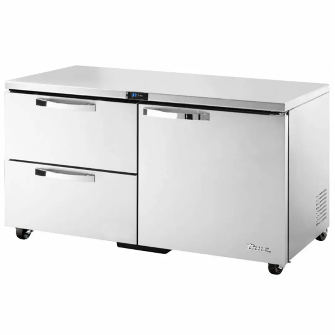 True TUC-60D-2-HC~SPEC3 60" 2-Section Undercounter Refrigerator w/ 2 Drawers & 1 Door