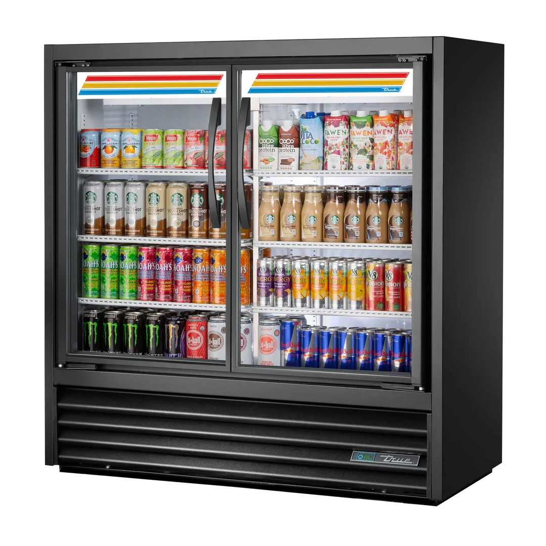 True TVM-48SL-48-HC~VM01 46" 2-Section Swing Glass Door Slim Line Visual Merchandiser