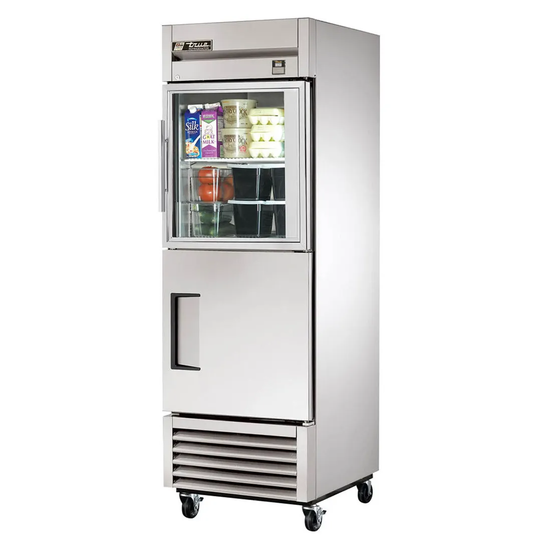 True TS-23-1-G-1-HC~FGD01 27" 1-Section Reach-In Refrigerator w/ Glass & Solid Half Door, Bottom Mount, Stainless Steel