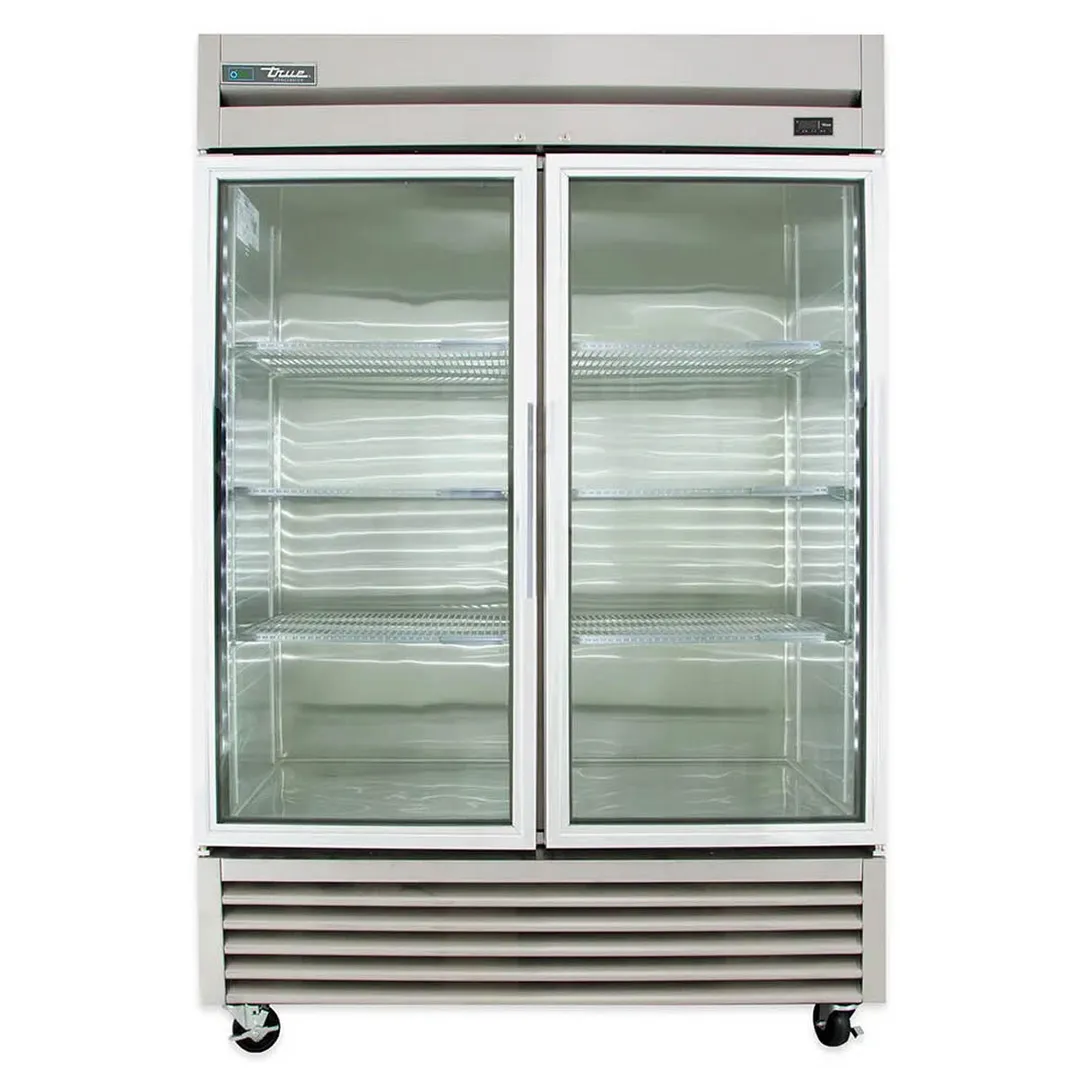 True TS-49G-HC~FGD01 54" 2-Section Reach-In Refrigerator w/ 2 Glass Doors, Bottom Mount, Stainless Steel