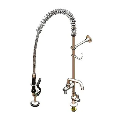 T&S Brass 5PR-1S06 Equip Pre-Rinse Unit, 46"H, 6" Add-On Faucet, Swing Nozzle