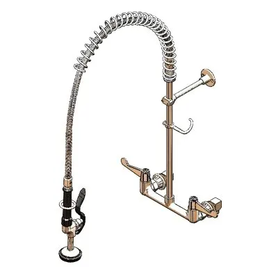 T&S Brass 5PR-8WWS00 Equip Pre-Rinse Unit, 8" Centers, Wall Mount Base