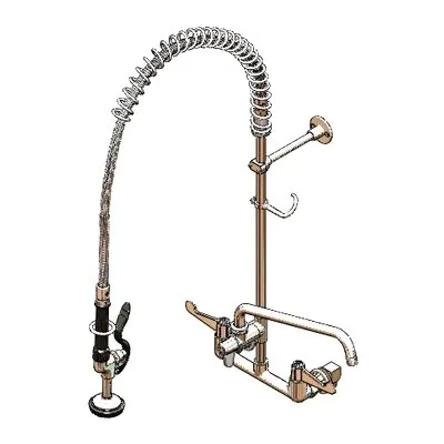 T&S Brass 5PR-8WWS12 Equip Pre-Rinse Unit, 8" Centers, Wall Mount Faucet