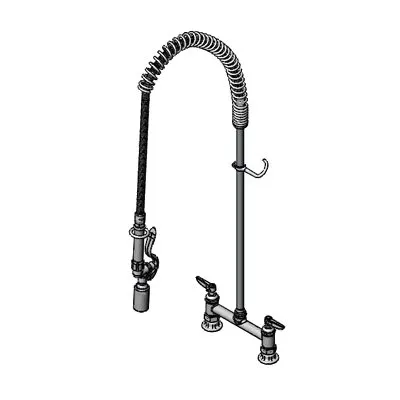T&S Brass B-0123-CR-J Easyinstall Pre-Rinse Unit, Deck Mount Base, 8" Center