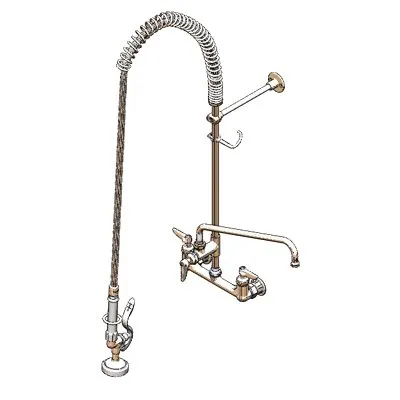 T&S Brass B-0133-01-CR Easyinstall Pre-Rinse Unit, Wall Mount Mixing Faucet