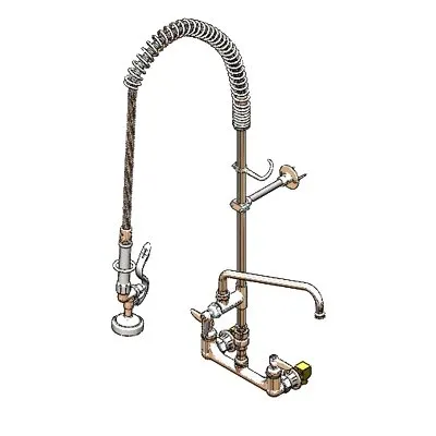 T&S Brass B-0133-12-CRVBE Easyinstall Pre-Rinse Unit, 8" Wall Mount