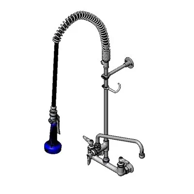 T&S Brass B-0133-12ACB8ST Pre-Rinse Unit, with Add-On Faucet, Splash/Wall Mount