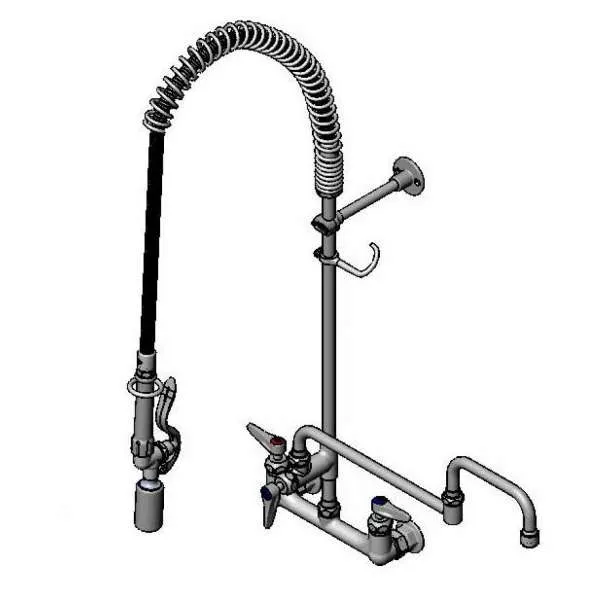 T&S Brass B-0133-18DACRBJ Easyinstall Pre-Rinse Unit, 8" Wall Mount