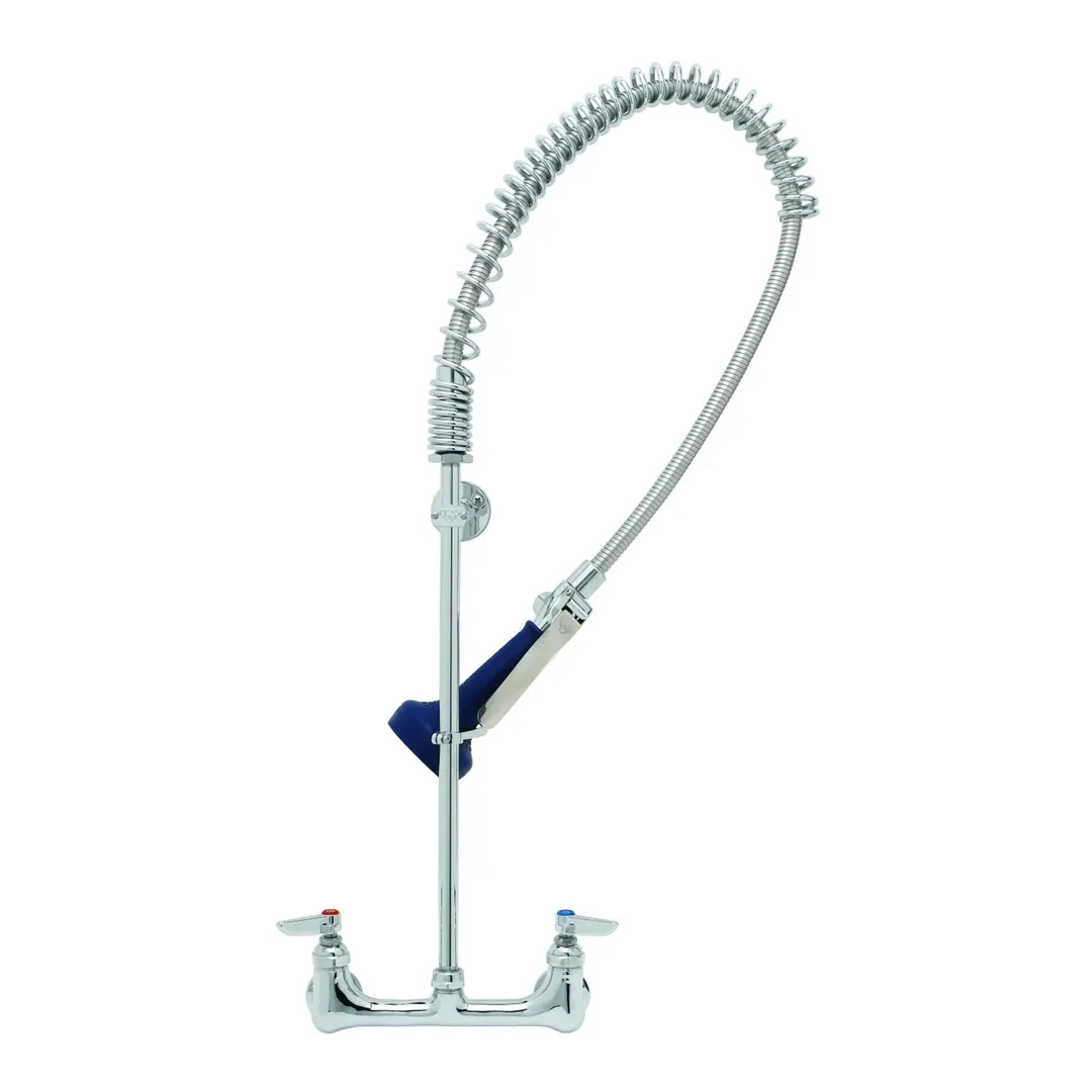 T&S Brass B-0133-CR-B08 Easyinstall Pre-Rinse Unit, 8" Wall Mount, 44" Flex Hose