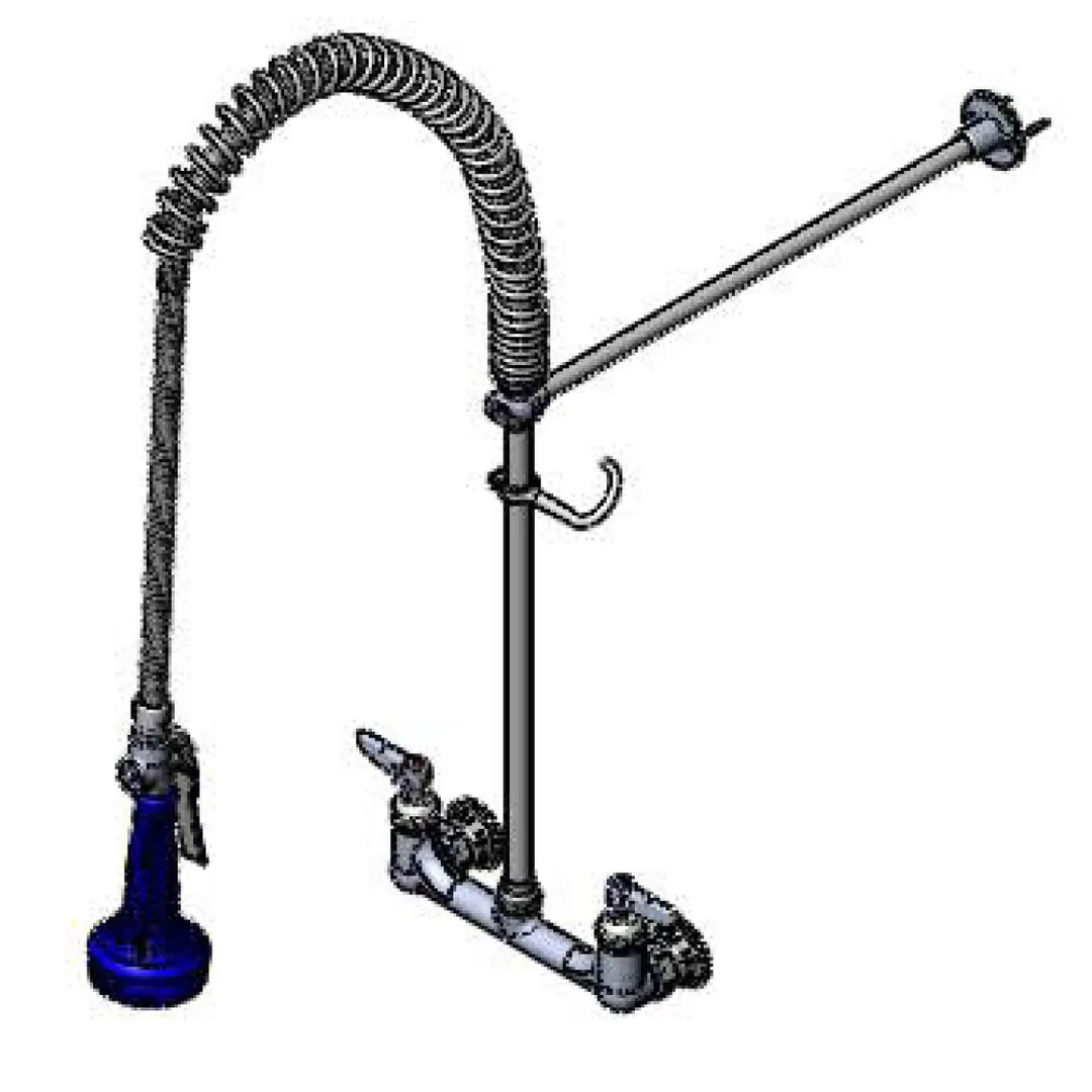 T&S Brass B-0133-CR-B08CX Pre-Rinse Unit, 8" Oc Wall Mount
